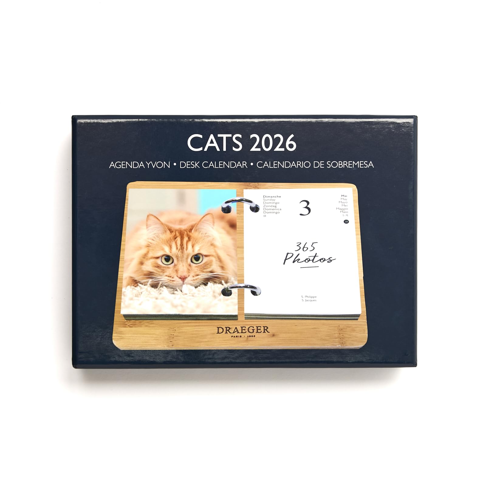 DRAEGER PARIS 1886-2026 2026 Diary on Base - Cats Theme - 12 Months - FSC Paper - Detachable Illustrations