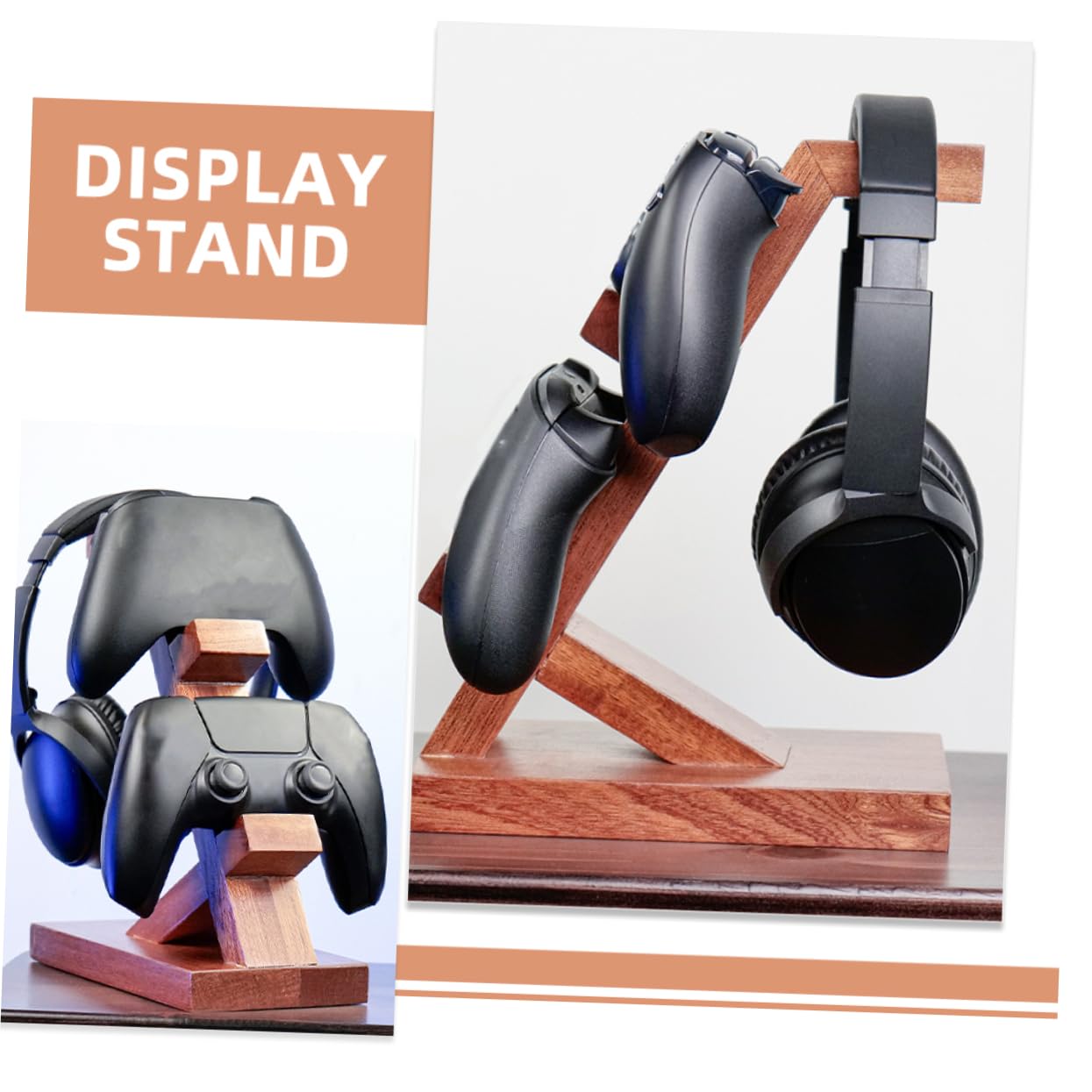 DOITOOL Soporte Madera Controlador Juego Auriculares para y Barrón Diseño Portátil y Simple Almacenamiento Área de Entretenimiento Gaming
