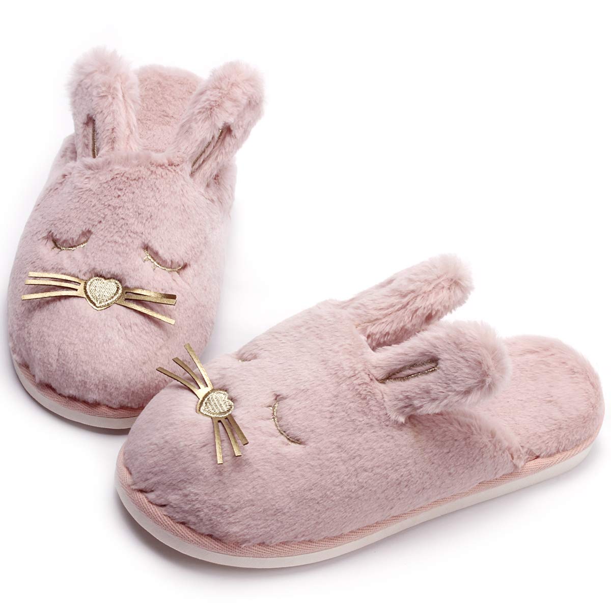 Cute Bunny Fuzzy Kids Slippers Warm Animal Plush Bedroom Slippers