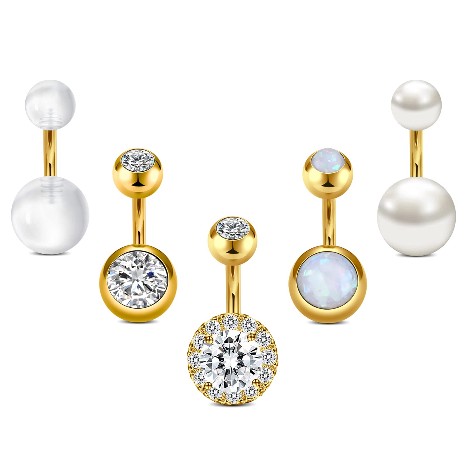 Crdifu Barras de Ombligo Cortas de 6 mm Anillos de botón de Ombligo pequeños 14G Acero quirúrgico Plata Oro Piercing Joyas