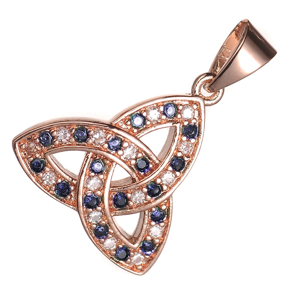Parure Placcata Oro Rosa 18K Collana con Pendente e Orecchini Ciondolo Nodo Trinity Impreziosito da Pietre Colorato in Confezione Regalo per Donne