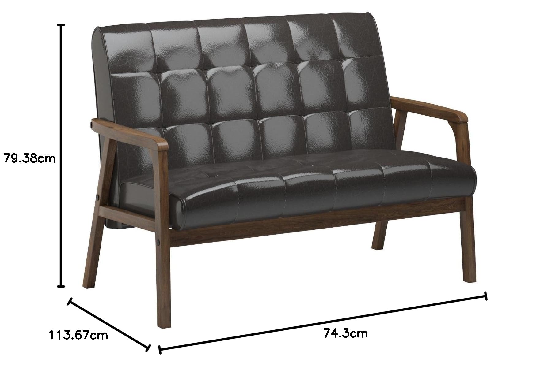 Baxton Studio Mid-Century Masterpieces Love Seat, Brown