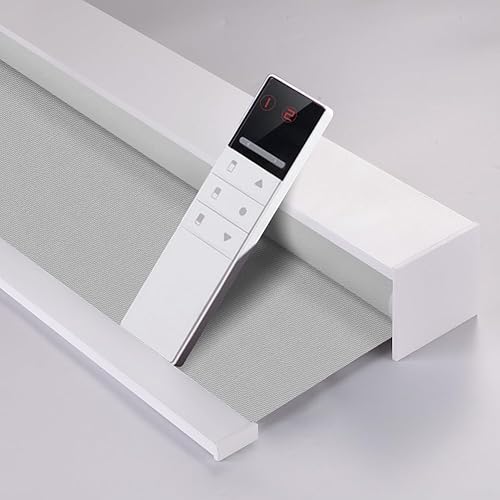 ZSHINE Motorized Blackout Window Blinds Customize Width Remote Control Rechargeable Motor Roller Shades for Windows, Home, Office, Hotel, Club, Restaurant(82026E)