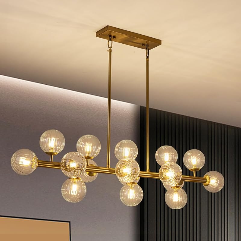 Wndtu Gold Linear Modern Chandelier — $256