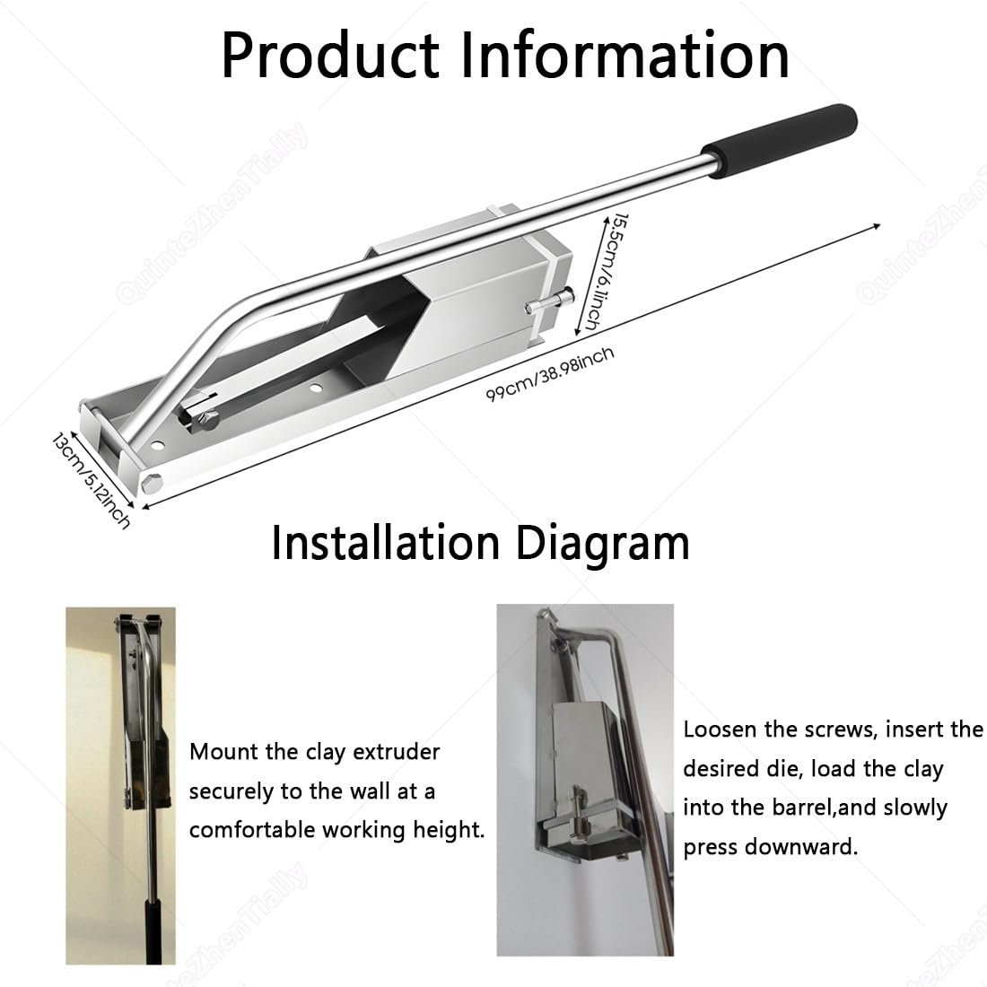 Herramienta extrusora de arcilla, acero inoxidable profesional, resistente montada en la pared, para moldes de cerámica, máquina de extrusión de arcilla suave