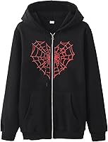 Vista 2 de JIOEEH Shirts,Womens Long Sleeve Hoodie Top Gothic Zip Lace up Sweatshirt with Pockets Women Pullover Hoodie Sweatshirt