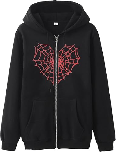 Miniatura 2 de JIOEEH Shirts,Womens Long Sleeve Hoodie Top Gothic Zip Lace up Sweatshirt with Pockets Women Pullover Hoodie Sweatshirt
