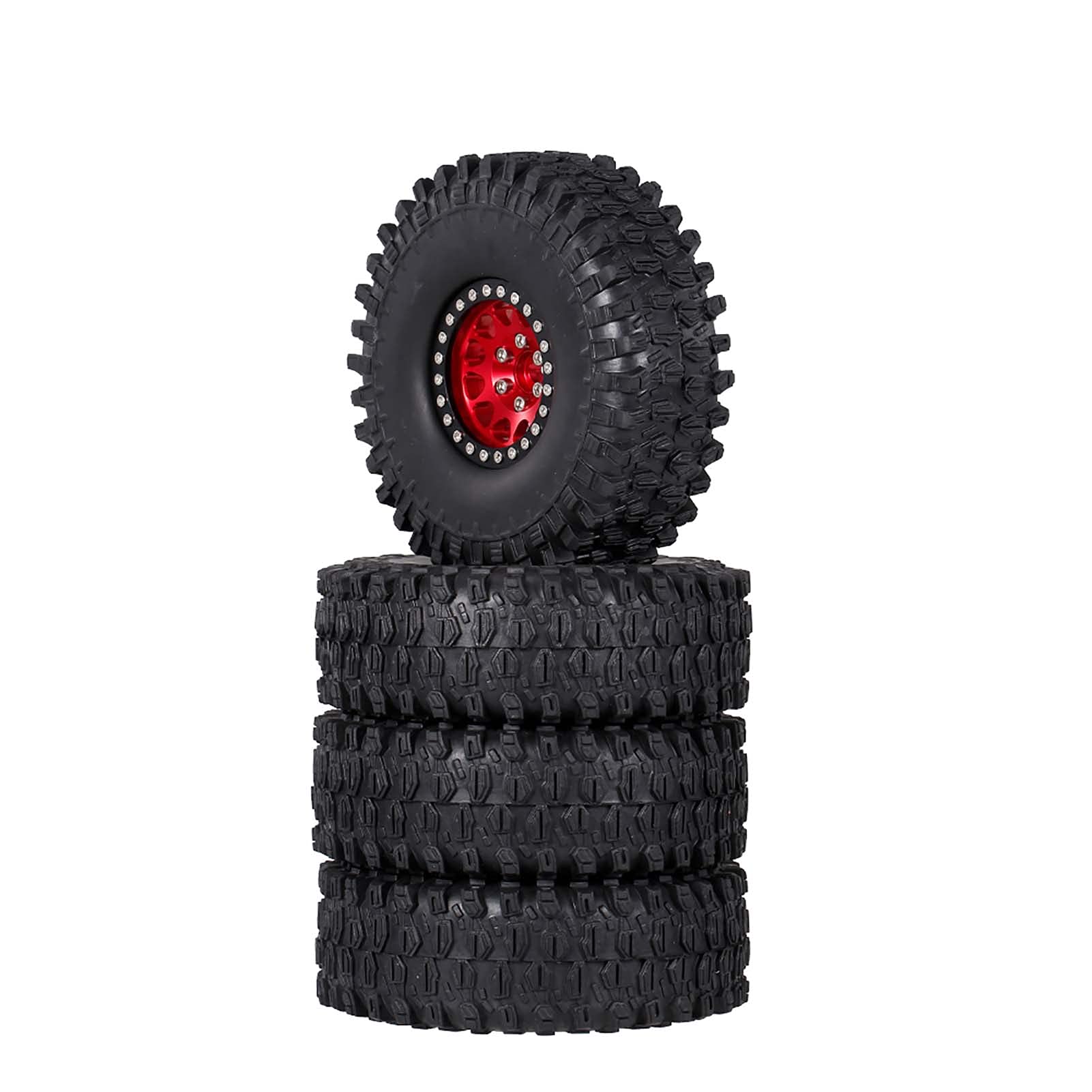 COMETX RC Rock Crawler Lot de 4 pneus en caoutchouc 4,8 cm avec jante en métal pour 1/10 RC Rock Crawler Traxxas Trx-4 Trx-6 Axial Scx10 90046 RC Pièces de voiture