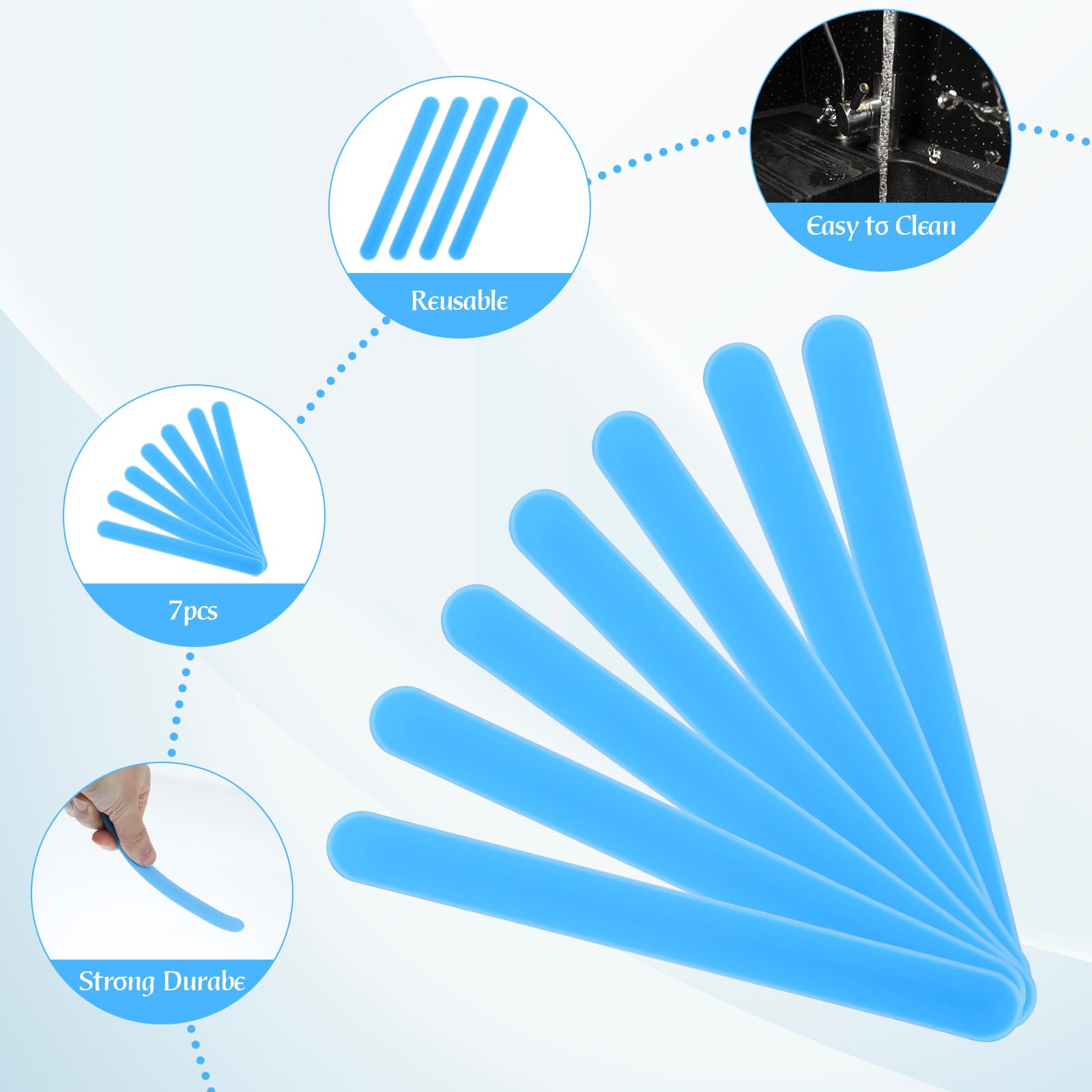 7pcs Silicone Stir Sticks Reusable Silicone Sticks for Minimizing Bubbles Popsicle for Liquid, Paint, Resin, Epoxy, Popsicle Stirring Tool DIY Crafts