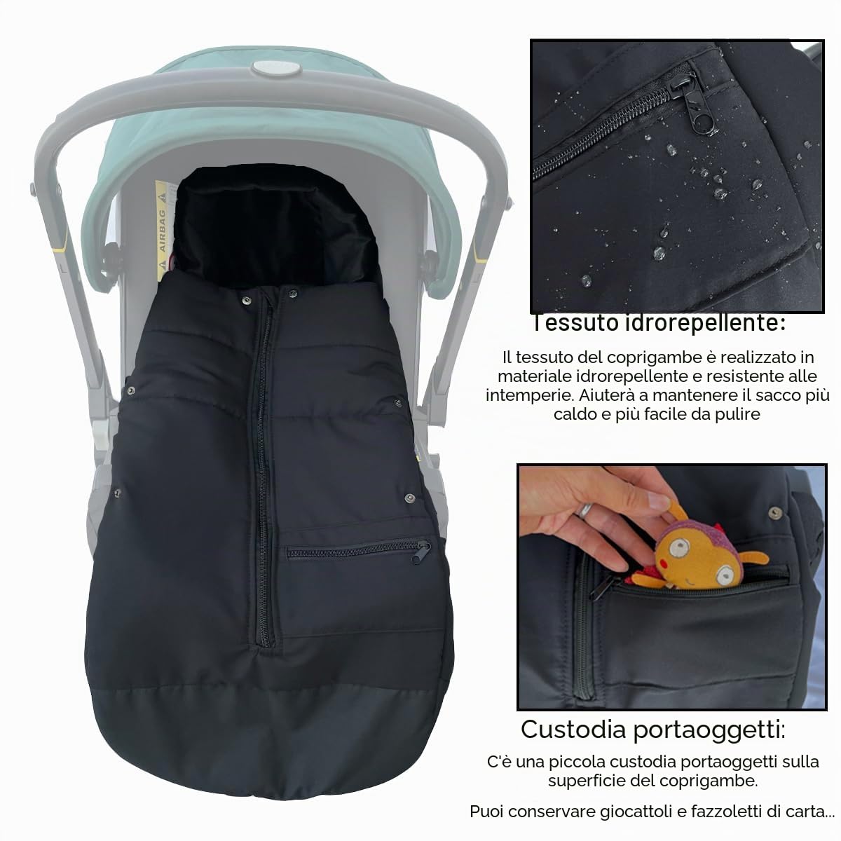 Coprigambe per passeggino Accessori per passeggino Compatibile con sedili auto e passeggini Doona, coprigambe impermeabile e caldo universale sedili auto e passeggini