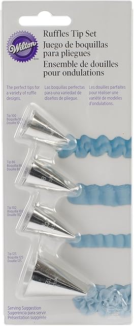 Wilton Decorating Tip Set 4/Pkg-Ruffles-#125, 102, 100 and #86, Other, Multicoloured, 4.54 x 9.62 x 21.05 cm
