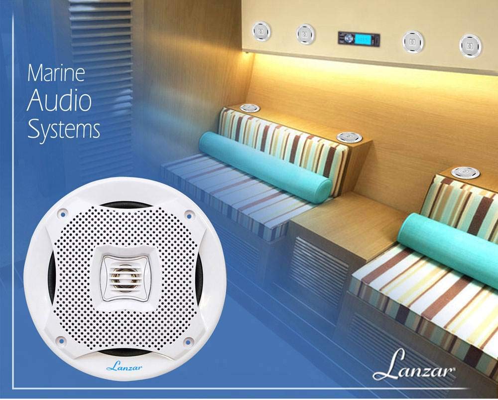 Lanzar AQ5CXW - Altavoz marino (2 canales, 400 W, 13,3 cm/5,25 pulgadas), color blanco