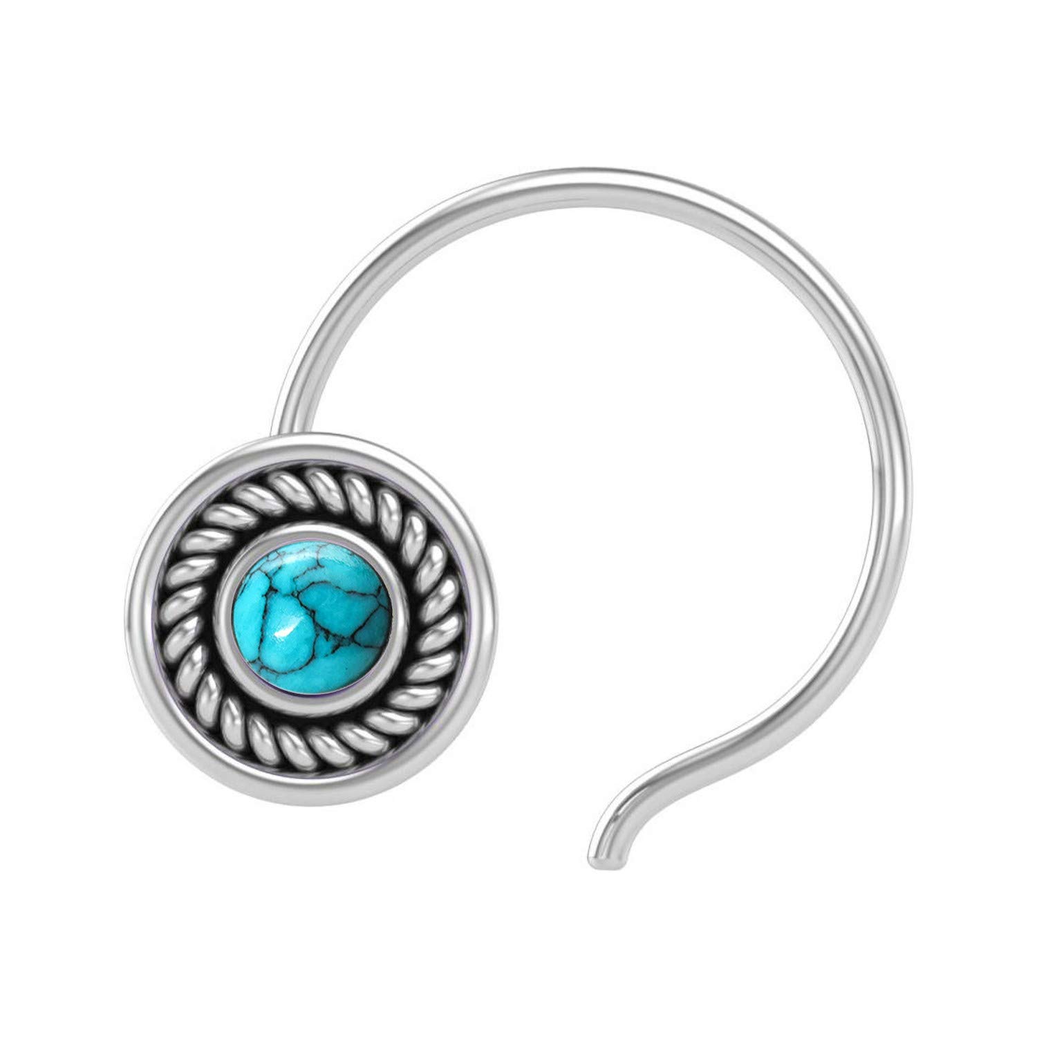 JSAJ STONE NOSEPIN Wire Nose Pin in Pure 92.5 Sterling Silver
