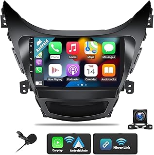 2+64G Android Car Stereo for Hyundai Elantra 2011 2012 2013 with Apple Carplay Android Auto Mirror Link Multimedia Player 9 inch Touchscreen Head Unit FM RDS HiFi Bluetooth WiFi GPS + AHD Camera&MIC