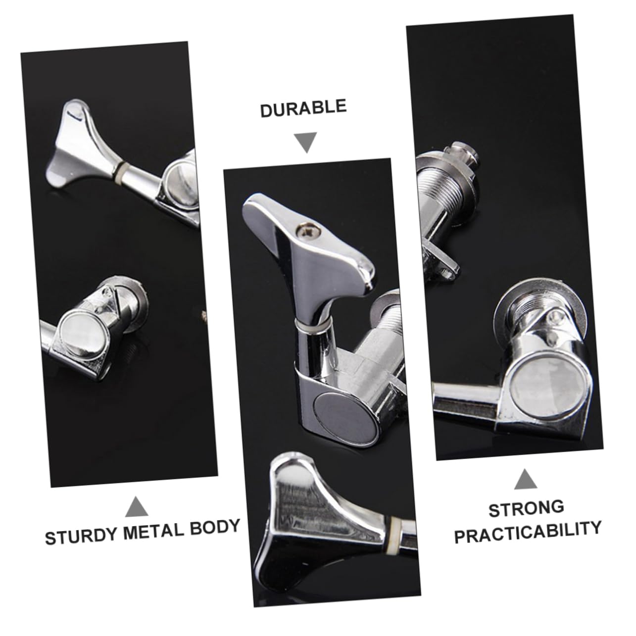 Kisangel 2r2l Silver Bass Guitar Tuning Pegs Tuning Heads for Bass Guitar Parts 1 Set Easy Installati
