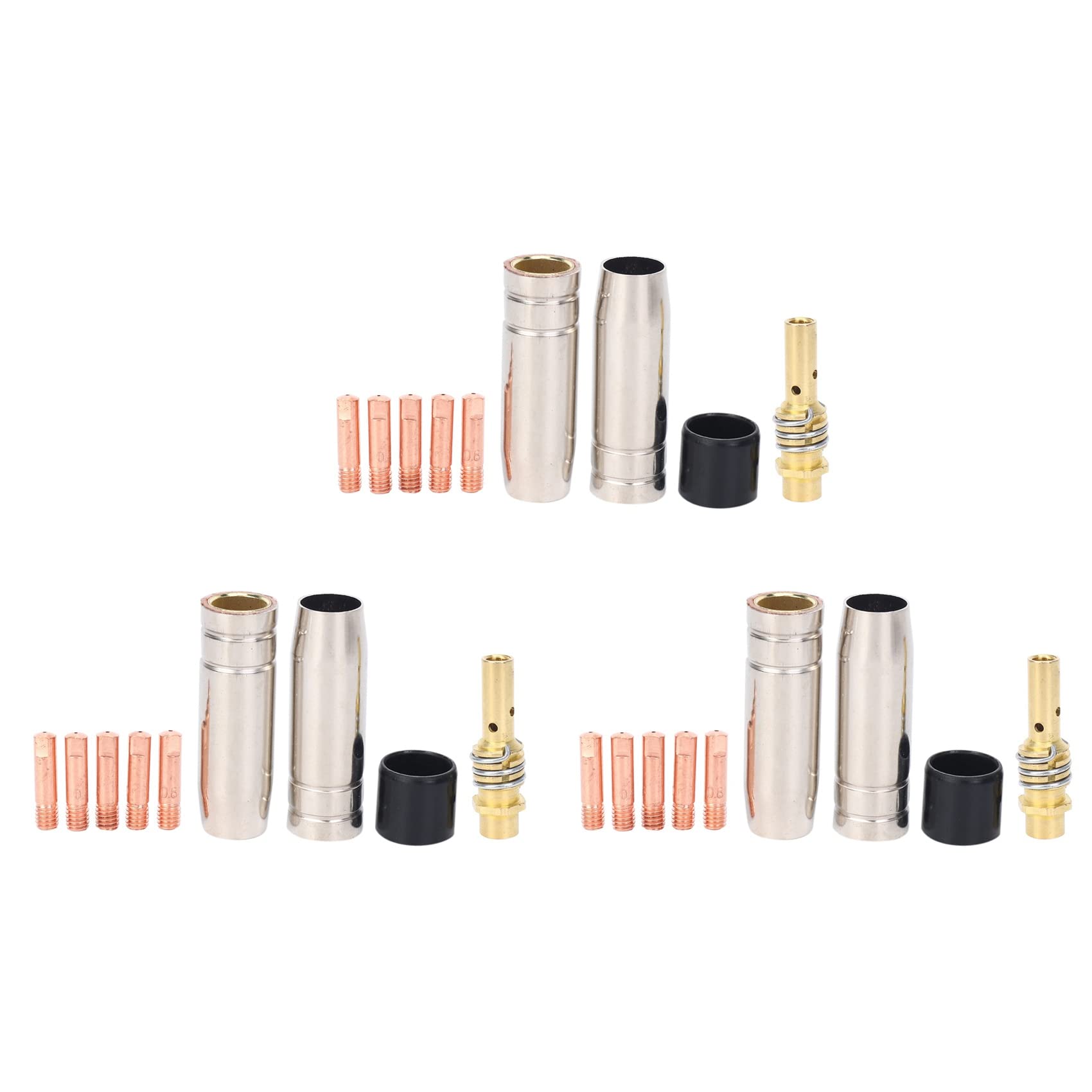 Jnchdghwa Photo Color 27Pcs/Set 15Ak Mig/Welding Nozzle Contact Tips 0.8X25mm M6 Gas Connector Holder Set Ad068+