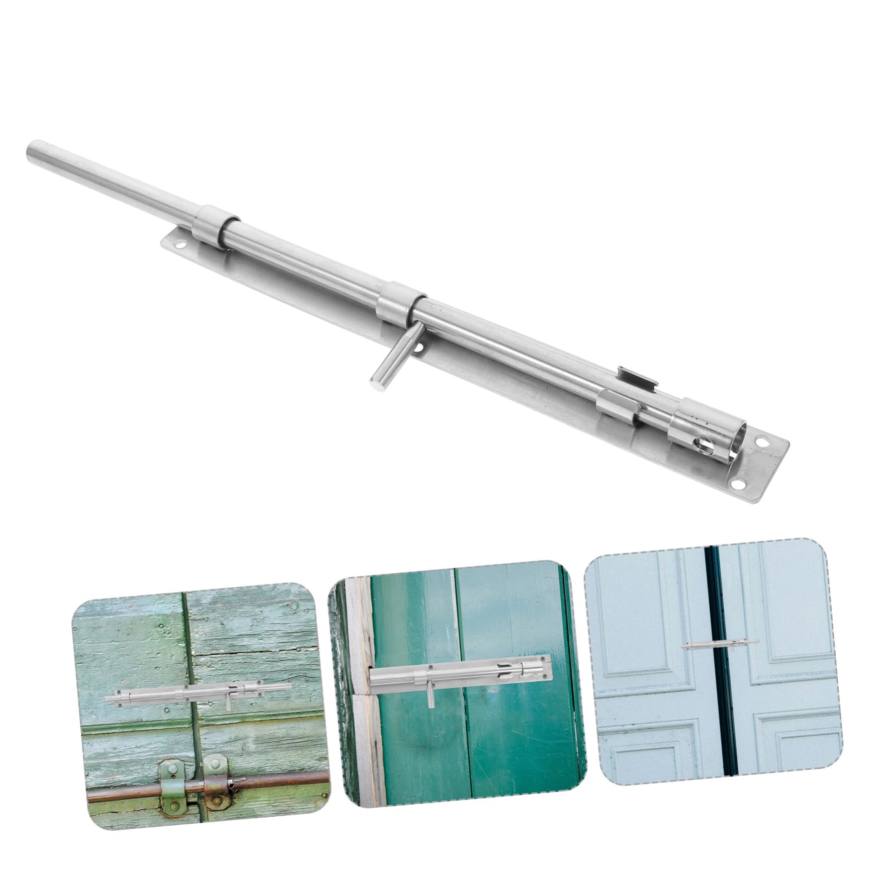 Chiavistello Scorrevole in Acciaio Inox 45 Cm, Barra di Sicurezza per Porte Scorrevoli e Cancelli, Chiusura a Scrocco Resistente per Porte Interne e Capannoni
