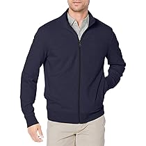 Amazon Essentials Felpa con Collo a Lupetto Leggera in Spugna Francese con Cerniera Integrale Uomo, Blu Marino Scuro, M