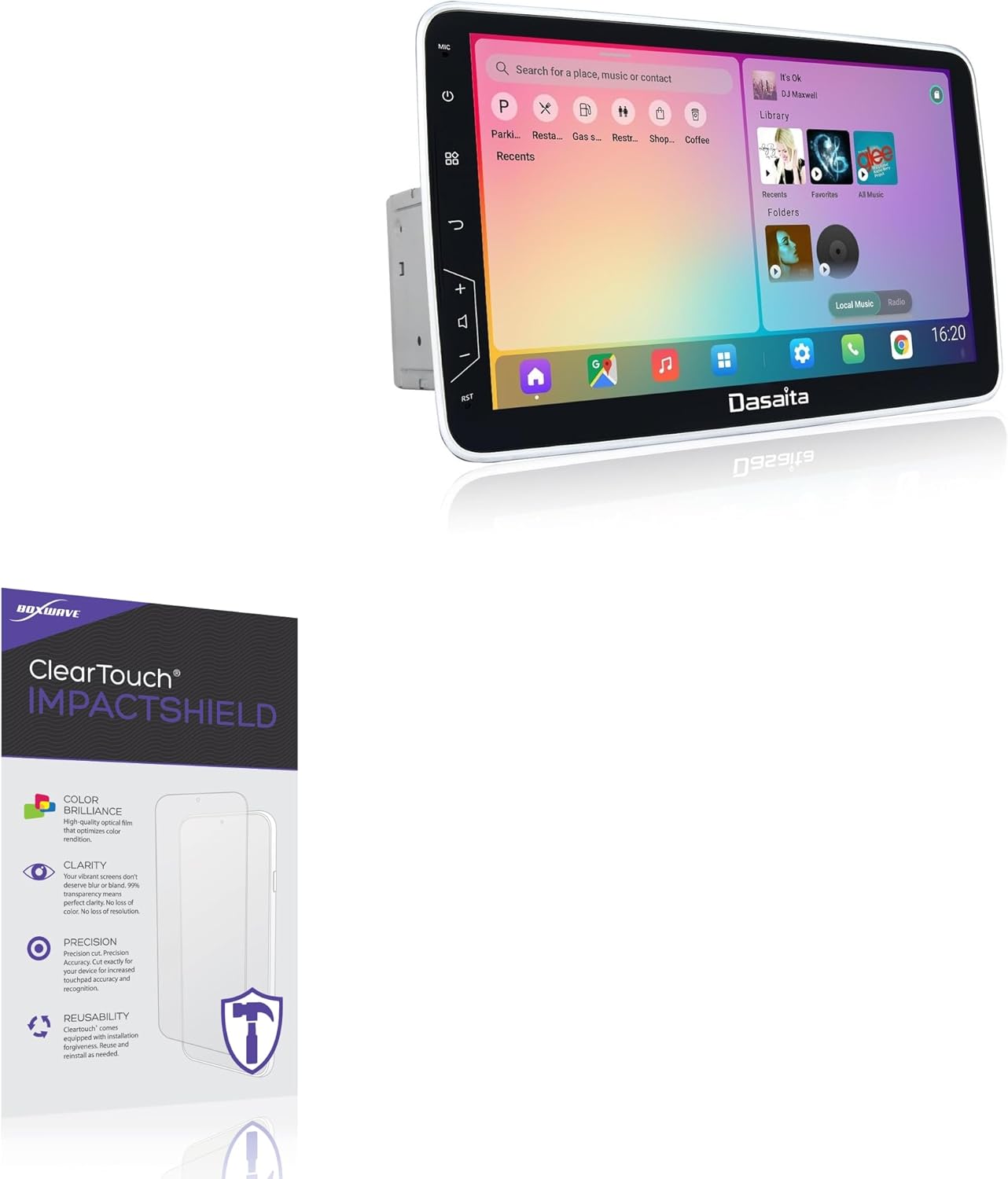 BoxWave Screen Protector Compatible with Dasaita Android Double Din Head Unit (10.2 in) - ClearTouch ImpactShield (2-Pack), Impenetrable Screen Protector Flexible Film