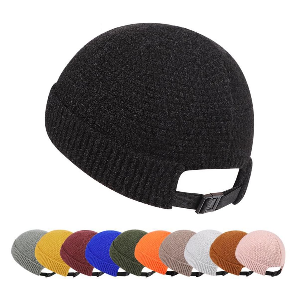 Mens Brimless Hats Adjustable Docker Cap Unisex Winter Casual Knitted Beanie Skull Caps-picture-36