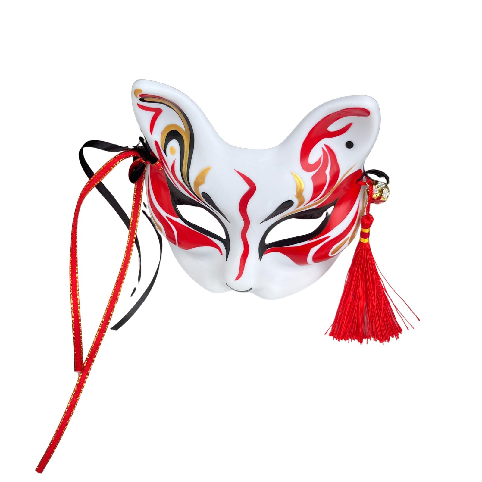 YangYong Japanese Fox Mask Kitsune Masks Traditional Kabuki Cat Costume Animal Cosplay Party (F)