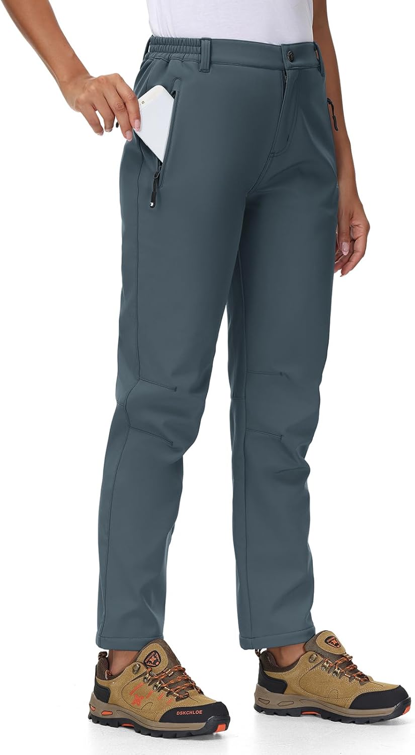TBMPOY Women's Ski Snow Pants Waterproof Windproof Fleece Lined Warm Hiking Insulated Softshell Cargo Pant 4 Pockets - Image 2