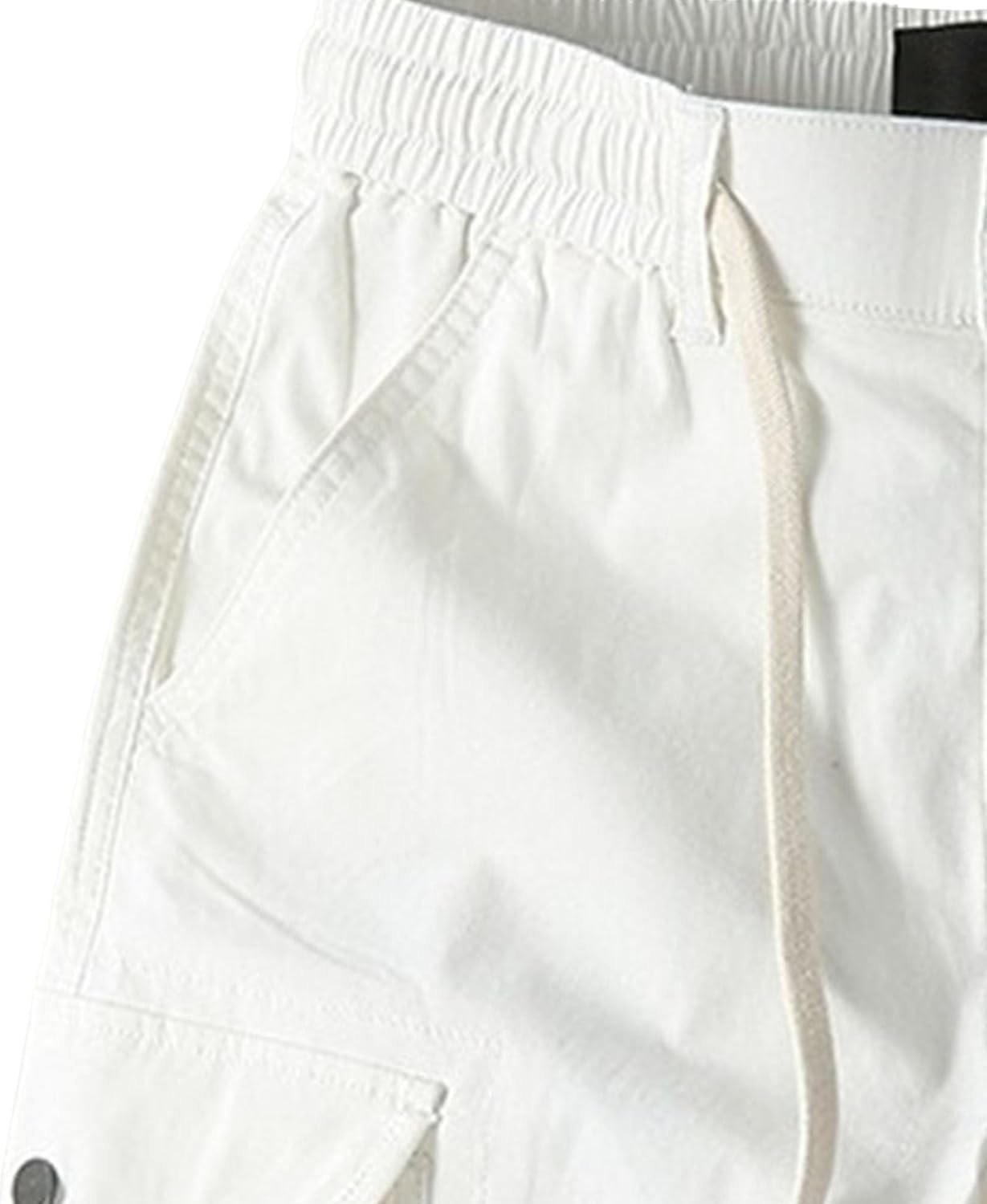 Men's Cargo Drawstring Knee Length Elastic Waist Multi Pocket Short Casual Cotton Work Athletic Shorts