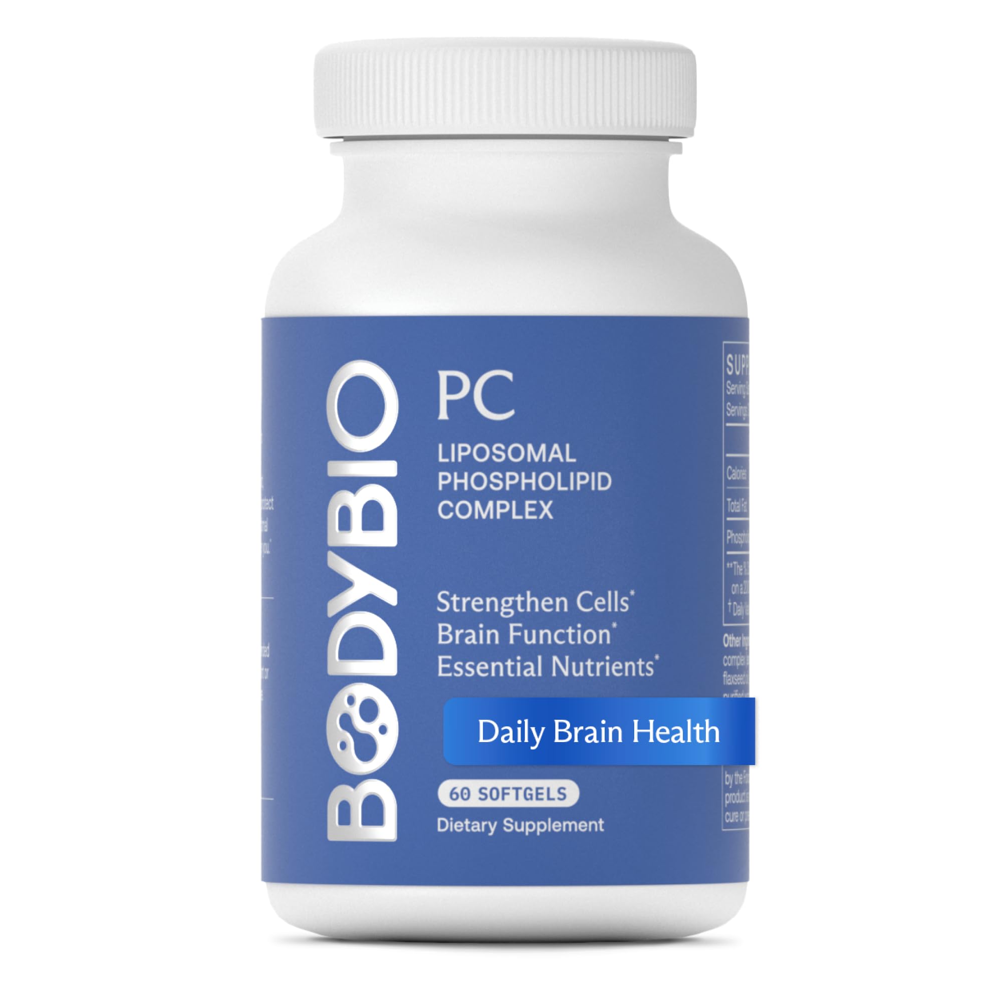 BodyBio PC - Phosphatidylcholine for Brain Health, Mental Clarity, Cognitive Function, Cellular Repair & Healthy Aging, Phospholipid Complex Supplement for Gentle Daily Detox