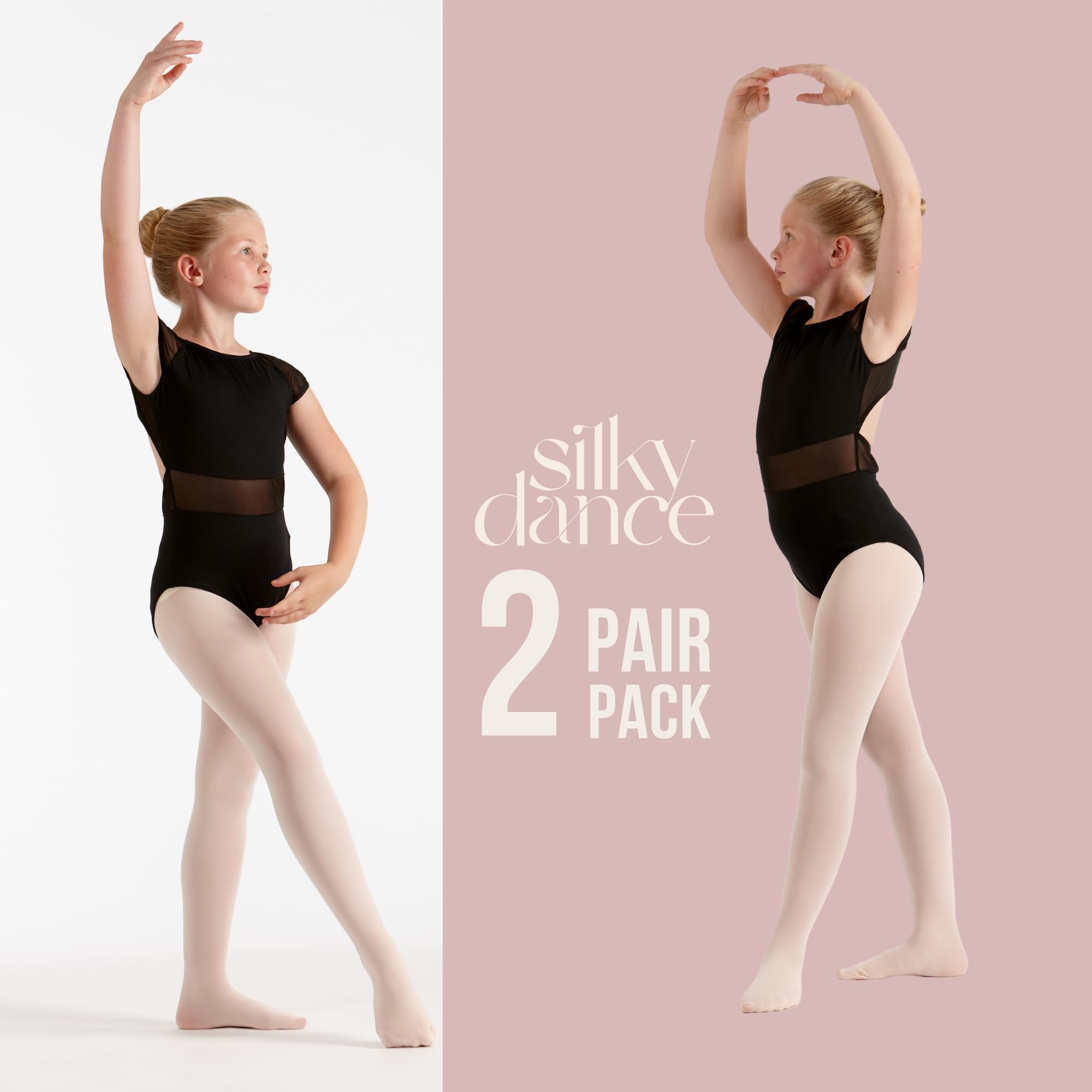 Medias de ballet 60 denier pie completo paquete múltiple rosa blanco negro bronceado bronceado claro
