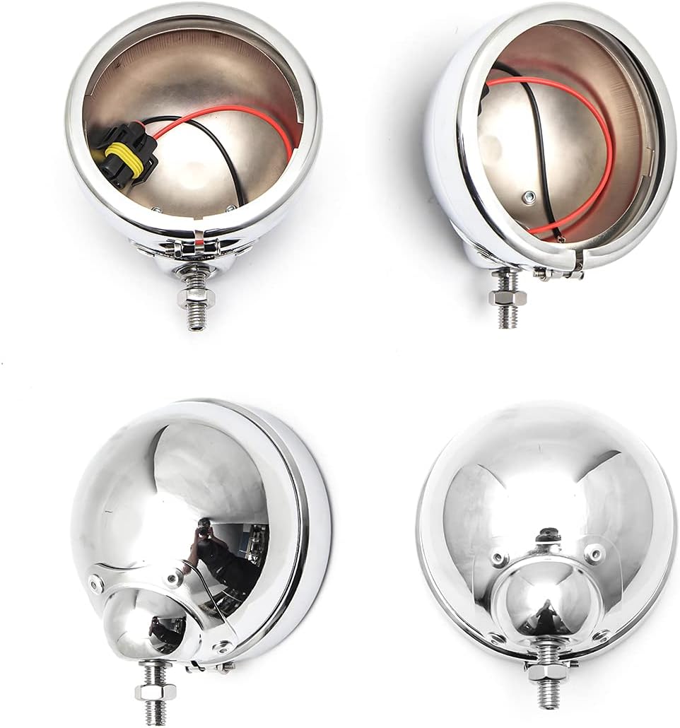1 Pair 4.5 Inch Fog Light Housing Bucket Bracket for Motorcycle Fog Lamp Bucket (Silver Light Housing)