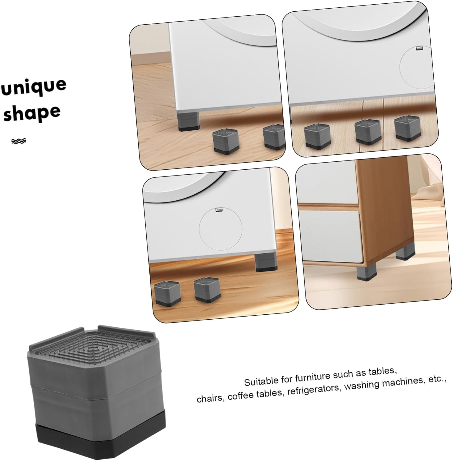 Mikikit 6pcs Silent Mat Pad for Furniture Moving Table Leg Risers Slip Floor Protectors for Carpet Office Chair Mat Washing Machine Base