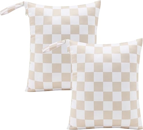 Miniatura 10 de Bolsa de pañales impermeable a cuadros rosa para artículos esenciales de bebé, viajes, traje de baño, accesorios para bolsa de playa, estética,