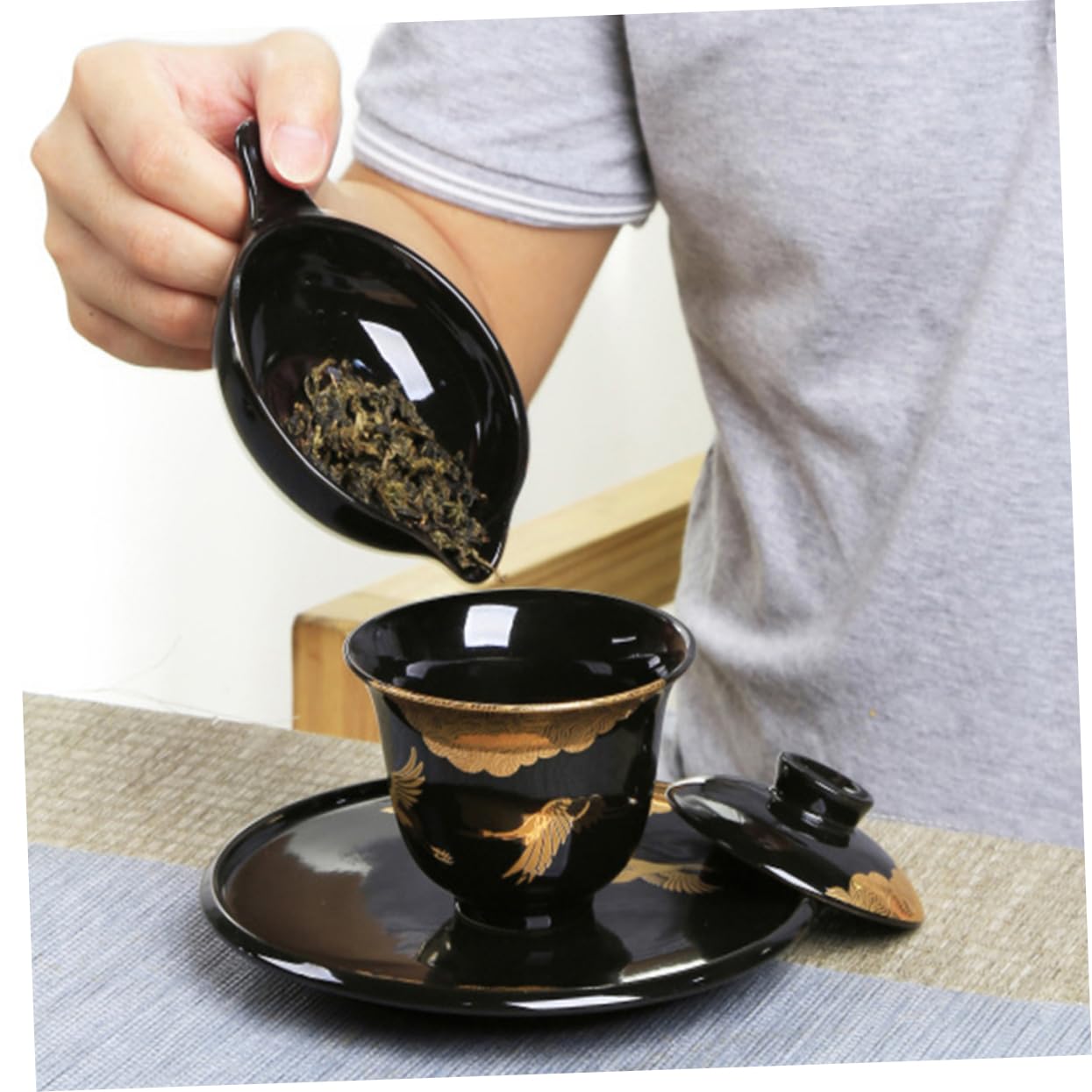 Tostador de Té Mini de Cerámica Negro, 1 Juego para Hogar | Despertador Único, Pieza Decorativa de Sobremesa, Horno de Té para Infusión