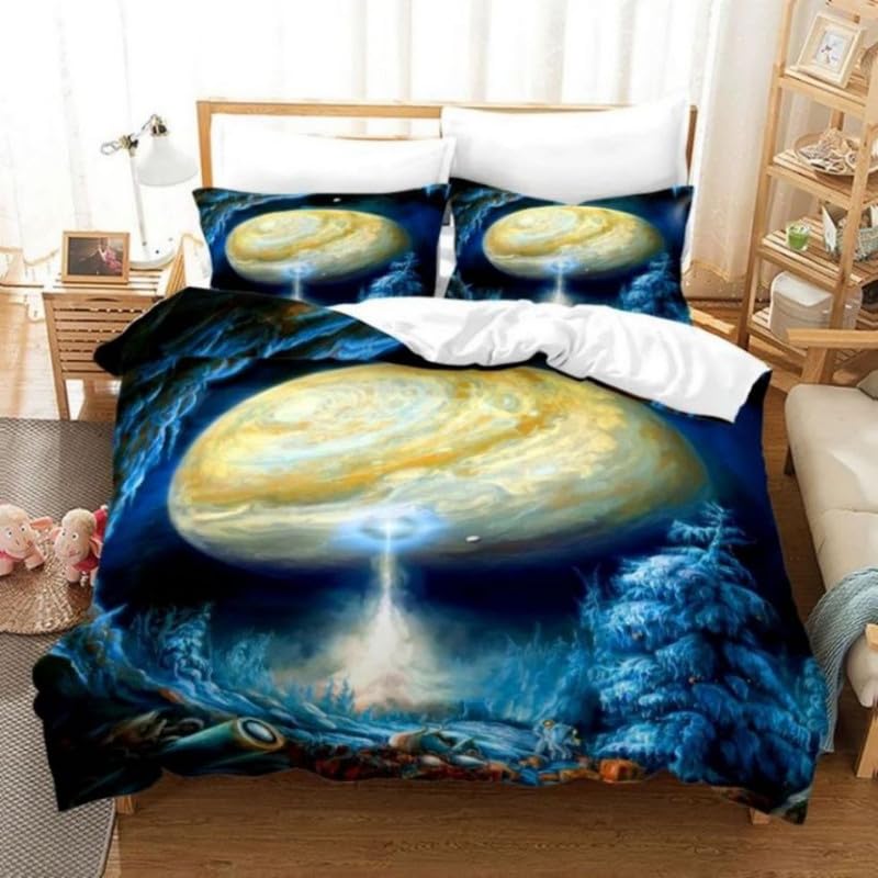 Housse de couette science-fiction bleu foncé 90x190 avec taie