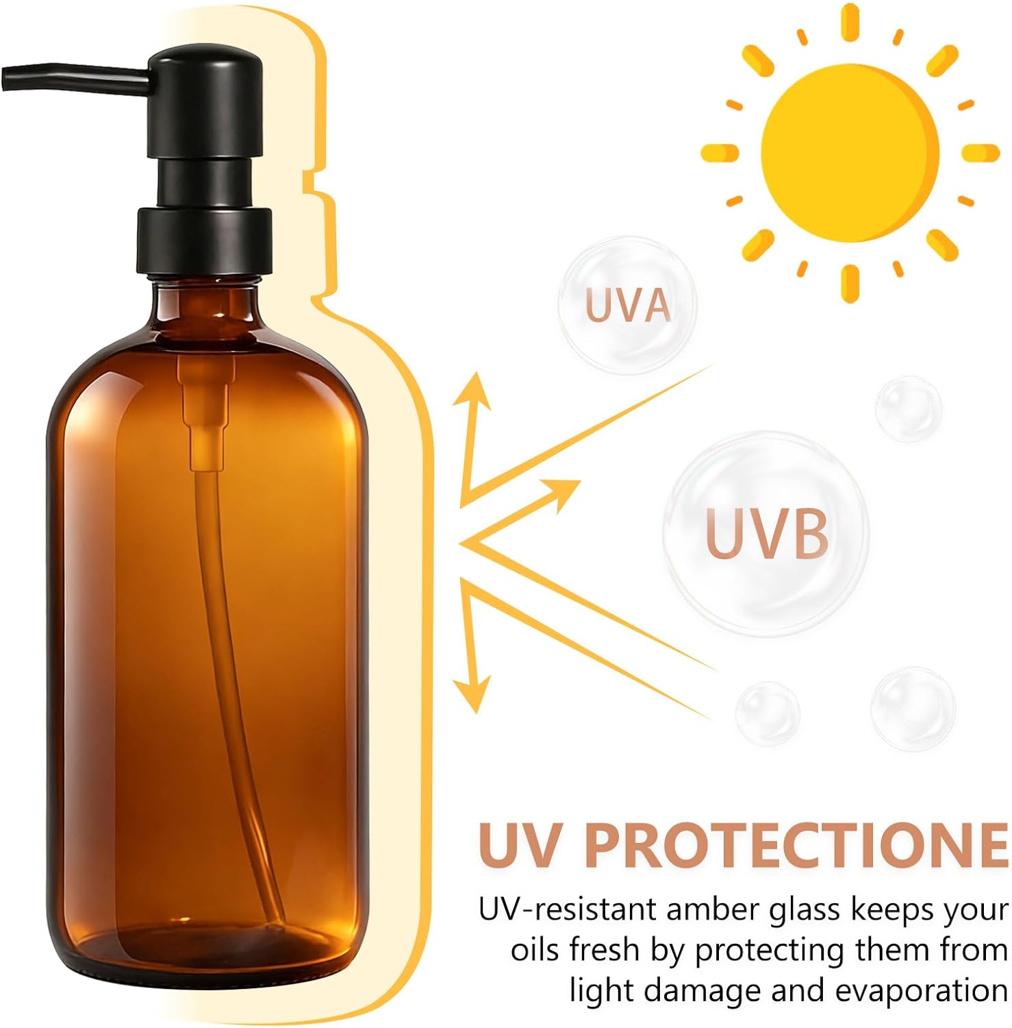 15 Pack Amber Glass Bottles 16oz with Pump Dispensers,Refillable Pump Bottles for Shampoo, Dish Soap, Hand Soap, Lotion