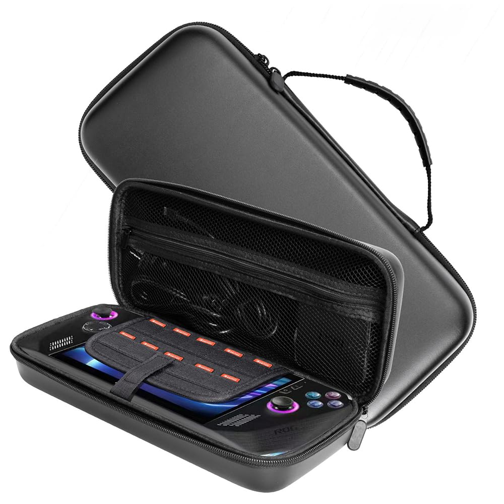 QINOUK Case for Asus ROG Ally X, [Shockproof] Hard Protective Case Travel Handheld Carrying Case Storage Bag for Asus ROG Ally X-Black