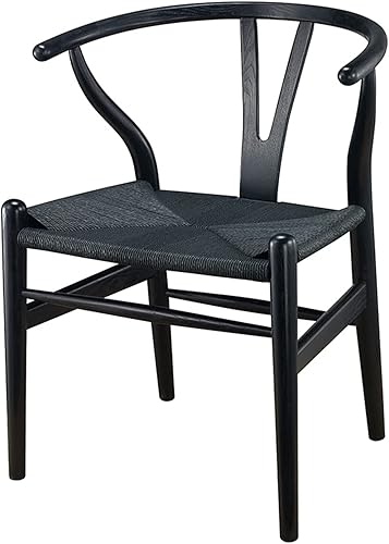 Wonzone yz - Sillas de comedor de madera con diseño de hueso madera de roble macizo muebles de comedor de lujo diseño clásico color negro