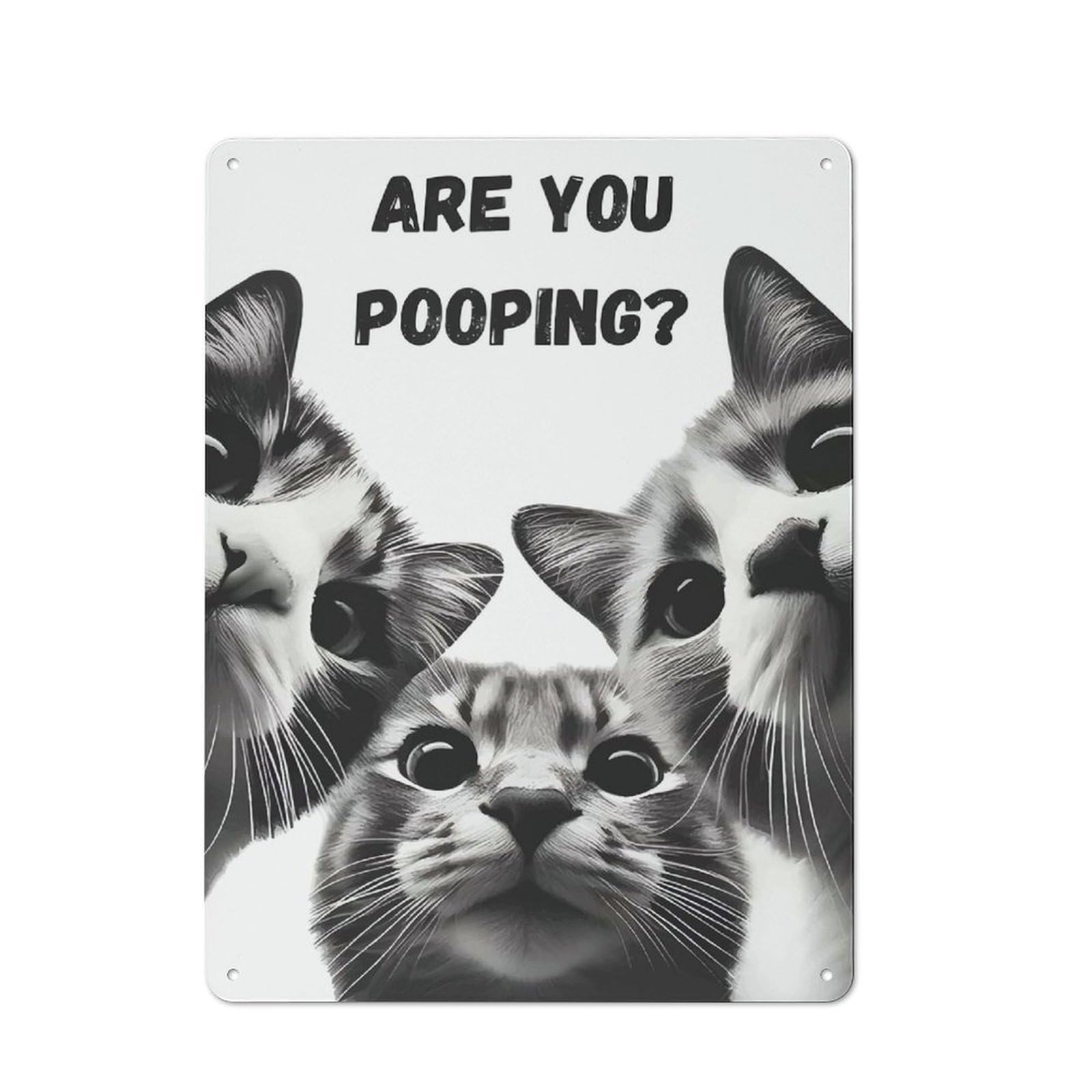 Junmoney Style-5 Are You Pooping Cats Rustic Tin Sign 40X30cm For Lounge Or Reading Corner, For Metal Sign Collectors, For Cafés, Pubs And Restaurants
