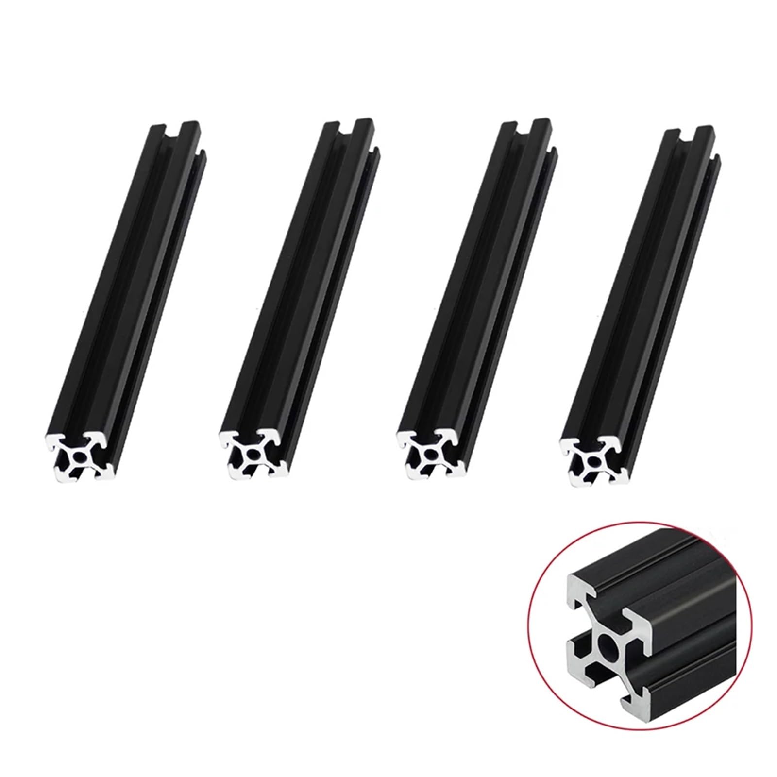 4 pz/lotto Nero 2020 Profilo In Alluminio Standard Europeo Anodizzato Estrusione 200 350 800mm Lunghezza (100mm)