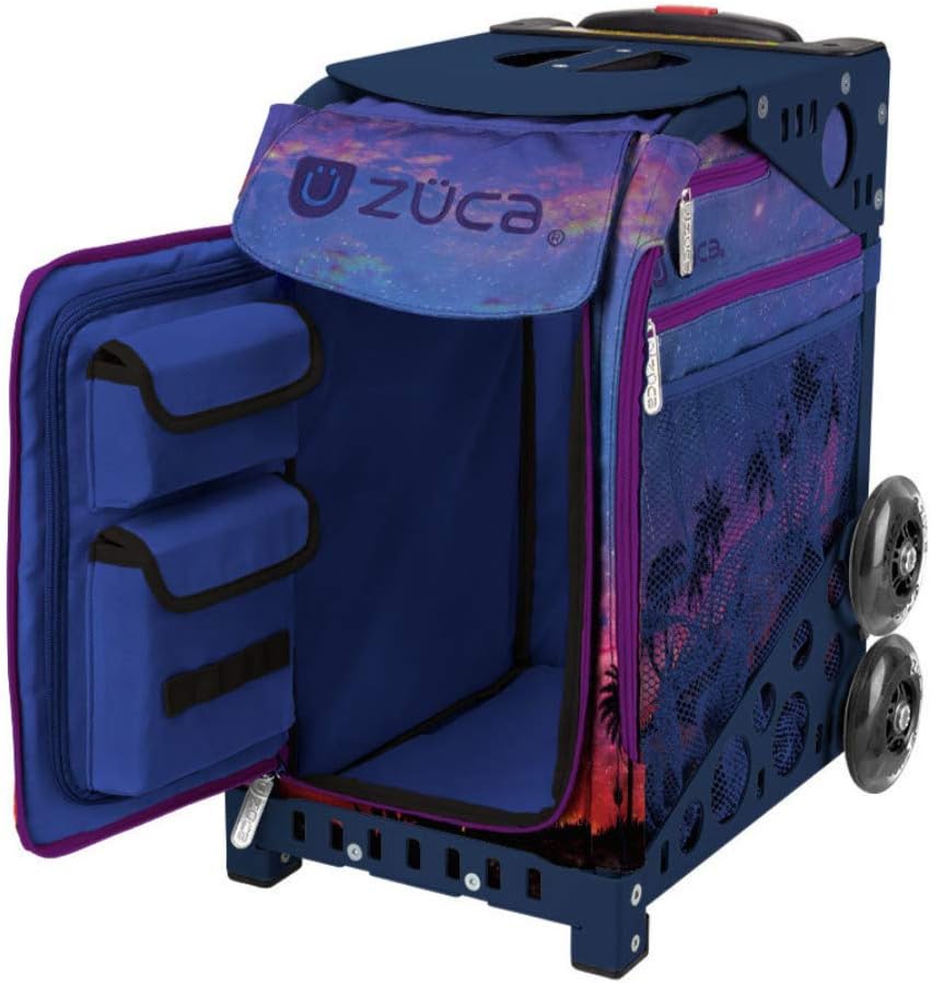 ZUCA Island Life Palm Trees Sport Insert Bag and Navy Frame with Flashing Wheels