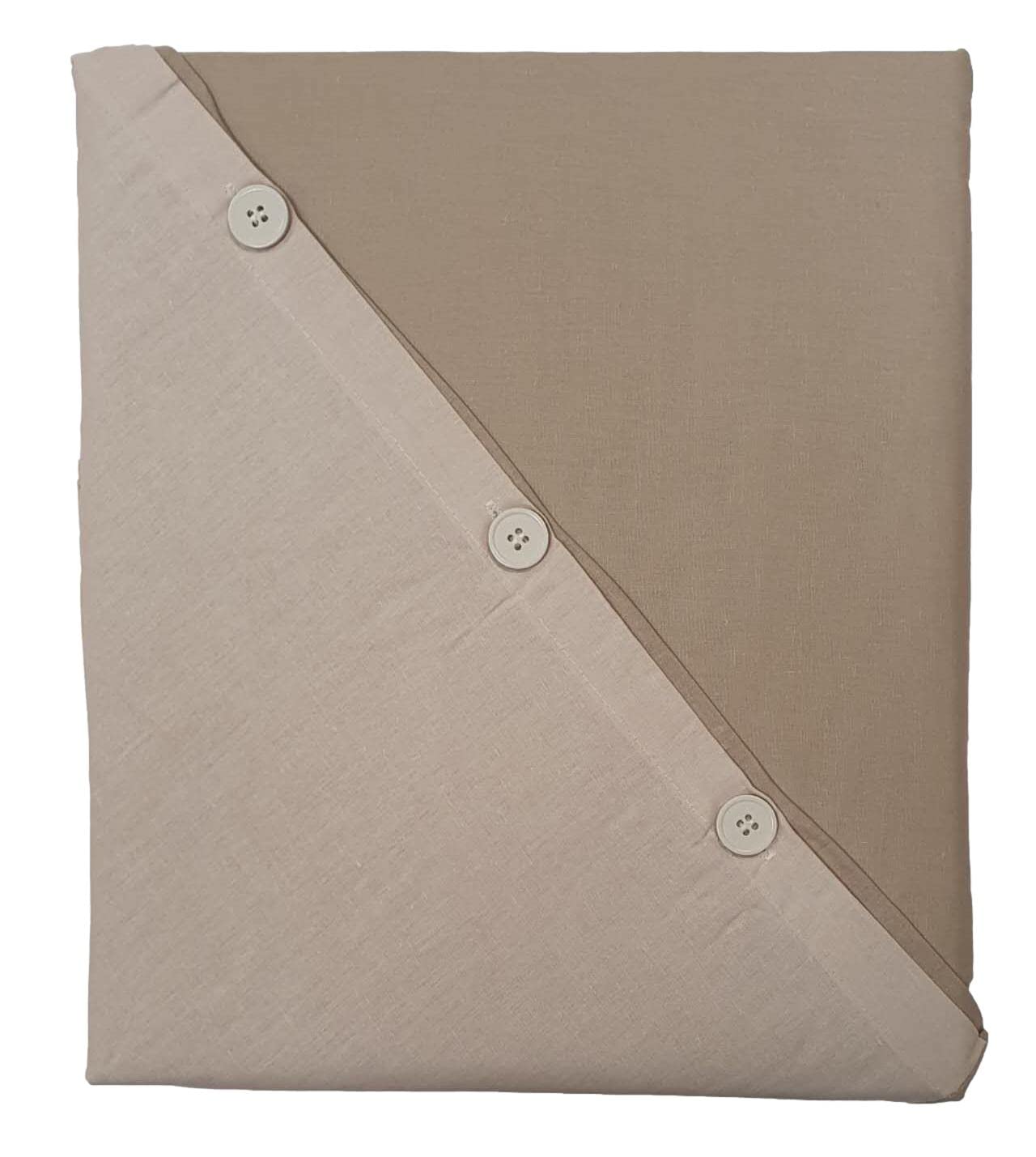 Copripiumino Singolo 100% Cotone - 155x240 Cm, Double Face Tortora/Panna, Anallergico Oeko-Tex - Foto 6