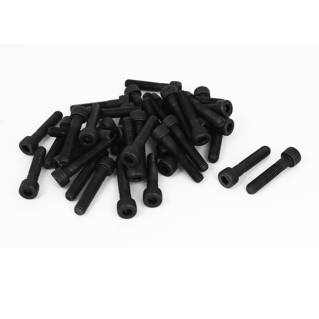 Aexit M8x40mm 12.9 Śruba z łbem sześciokątnym ze stali stopowej Śruby z łbem walcowym z łbem walcowym czarne 50 szt(M8x40mm 12.9 Vis à métaux à tête hexagonale à boulon à six pans creux en acier alli