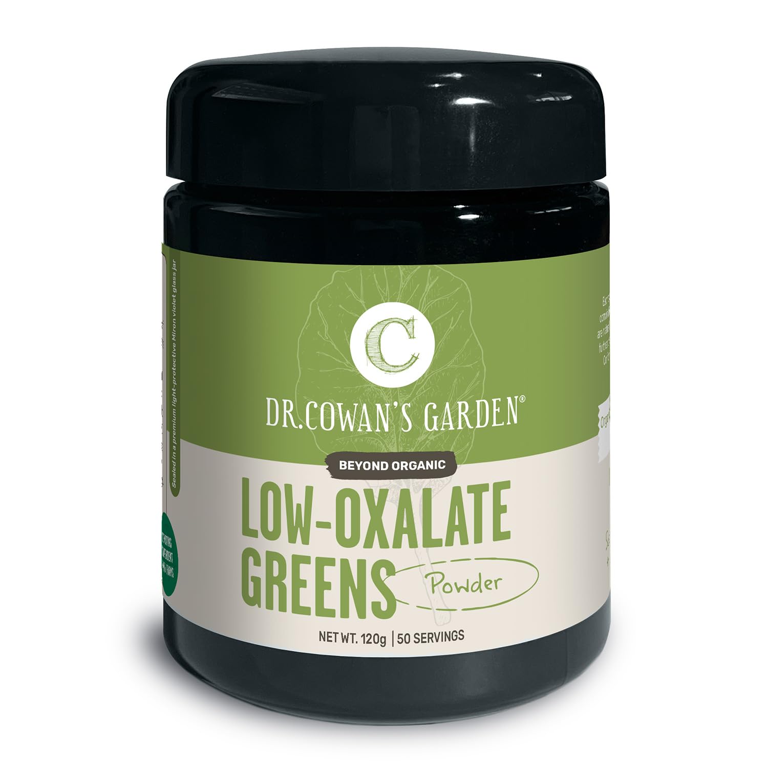 Dr. Cowan's Garden Low-Oxalate Greens Veggie Powder - Beyond Organic Superfood Greens Vegetable Powder for Drinks and Food - Lacinato Kale, Mustard