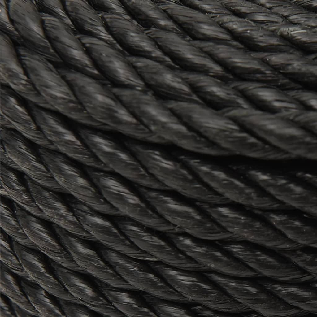 Arbeitsseil Schwarz 16 mm 100 m Polypropylen Seil für Garten Werkstatt und Boot Belastbarkeit 1380 kg Gedrehtes Allzweckseil Kunstfaserseil Bootsseil Seilrolle PP-Seil