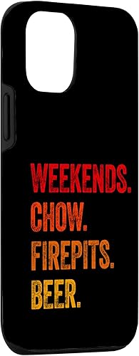 Miniatura 3 de iPhone 15 Pro Weekends Chow Firepits Beer Funny Dog Case