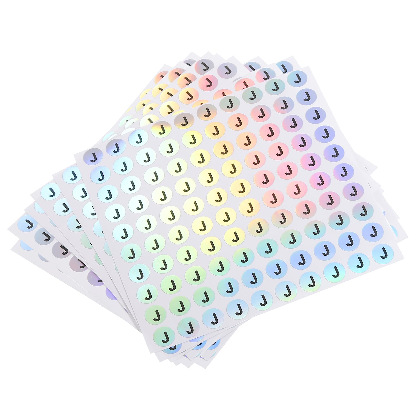 MECCANIXITY Laser Capital Letter Stickers - 5/8" Alphabet J Round Self-Adhesive Reflective Letter Stickers for Inventory & Storage