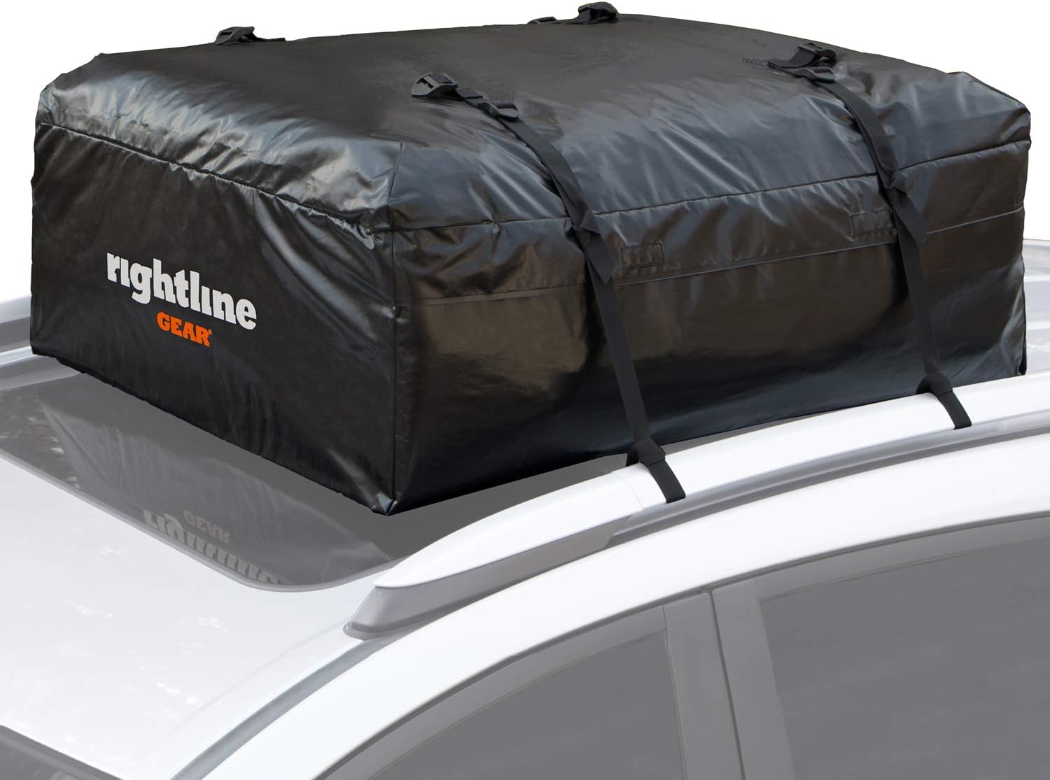 Rightline Gear Ace Jr Weatherproof Rooftop Cargo Carrier for Top of Vehicle, Attaches With or Without Roof Rack, 10 Cubic Feet, Black