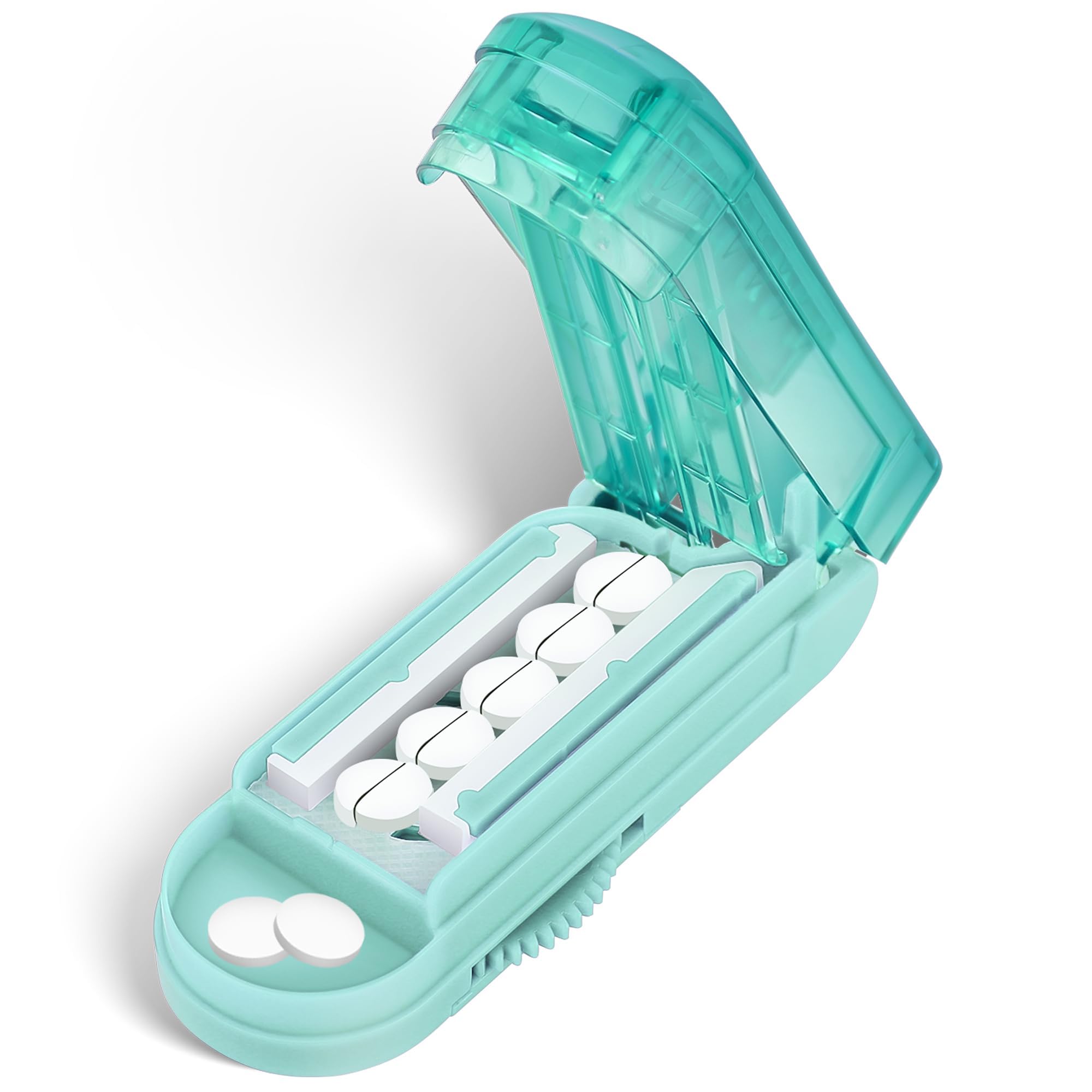 DUBSTAR Pill Cutter Splitter for Small and Tiny Pills Multiple Cuts Cyan