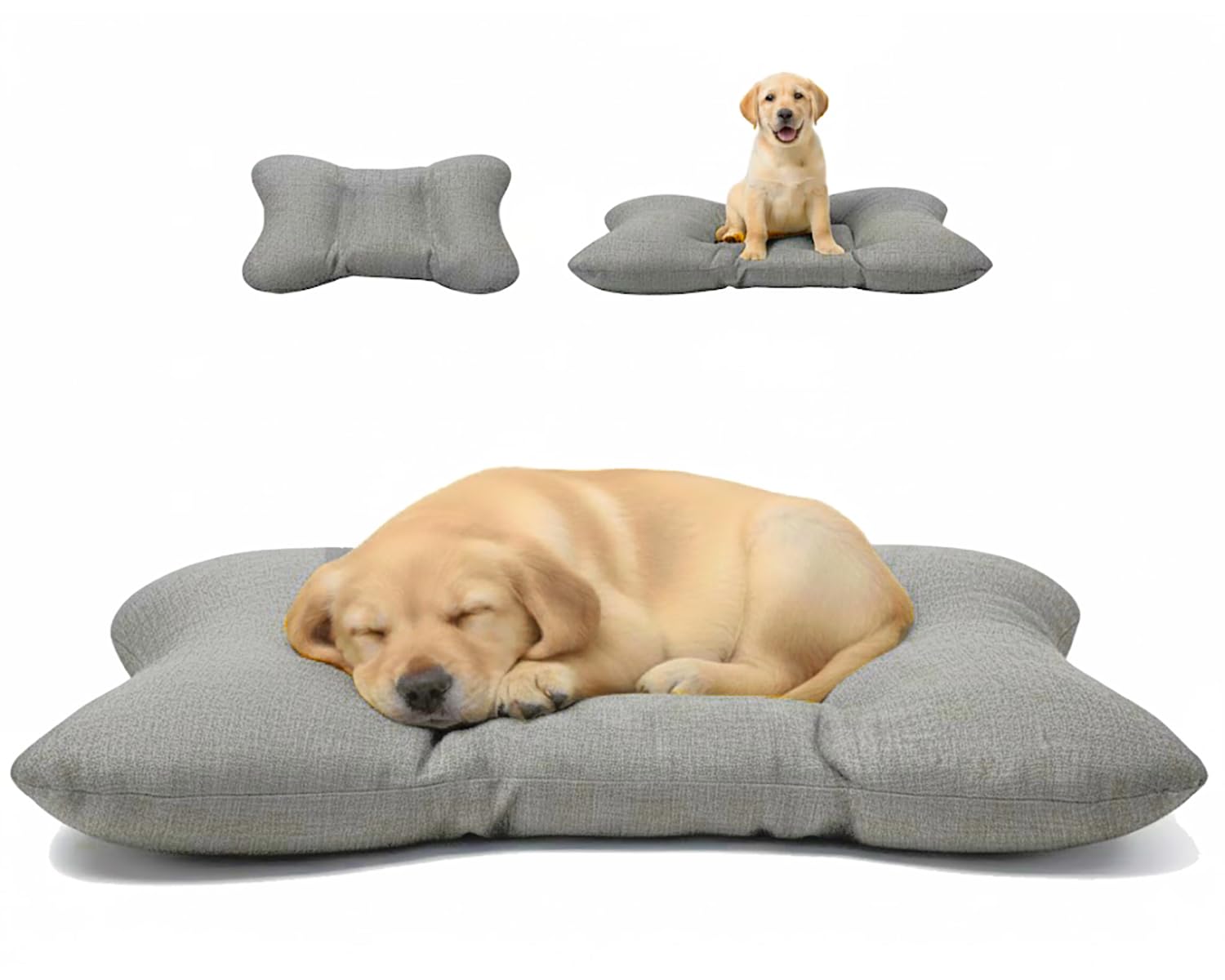 HAND Cuscino per Cane e Gatto a Forma di Osso 62x47 cm – Letto Morbido in Cotone, Lavabile e Imbottito, Spessore 10 cm – Cuccia per Cani Piccoli, Medi – Made in Italy