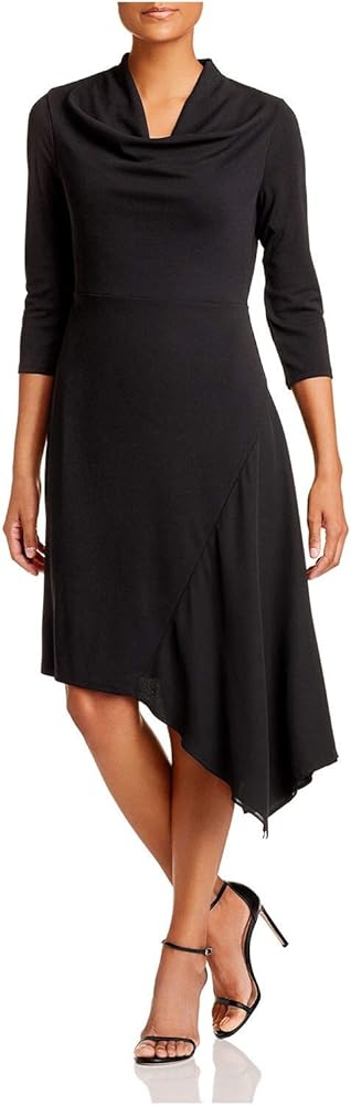 chinese dress ladies Donna Karan Womens Cowl Neck Asymmetric Midi Dress Black XXS at Amazon  Women's Clothing store